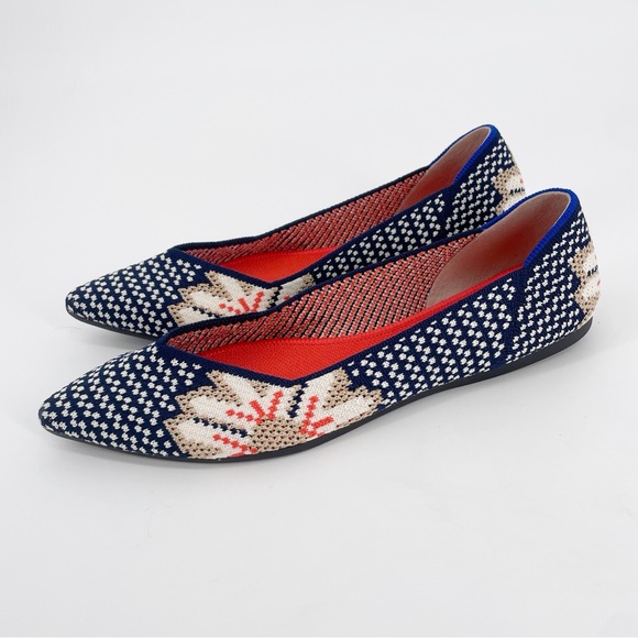 Rare Sapphire Floral Print Rothys Flat Point Shoes - Picture 3 of 6